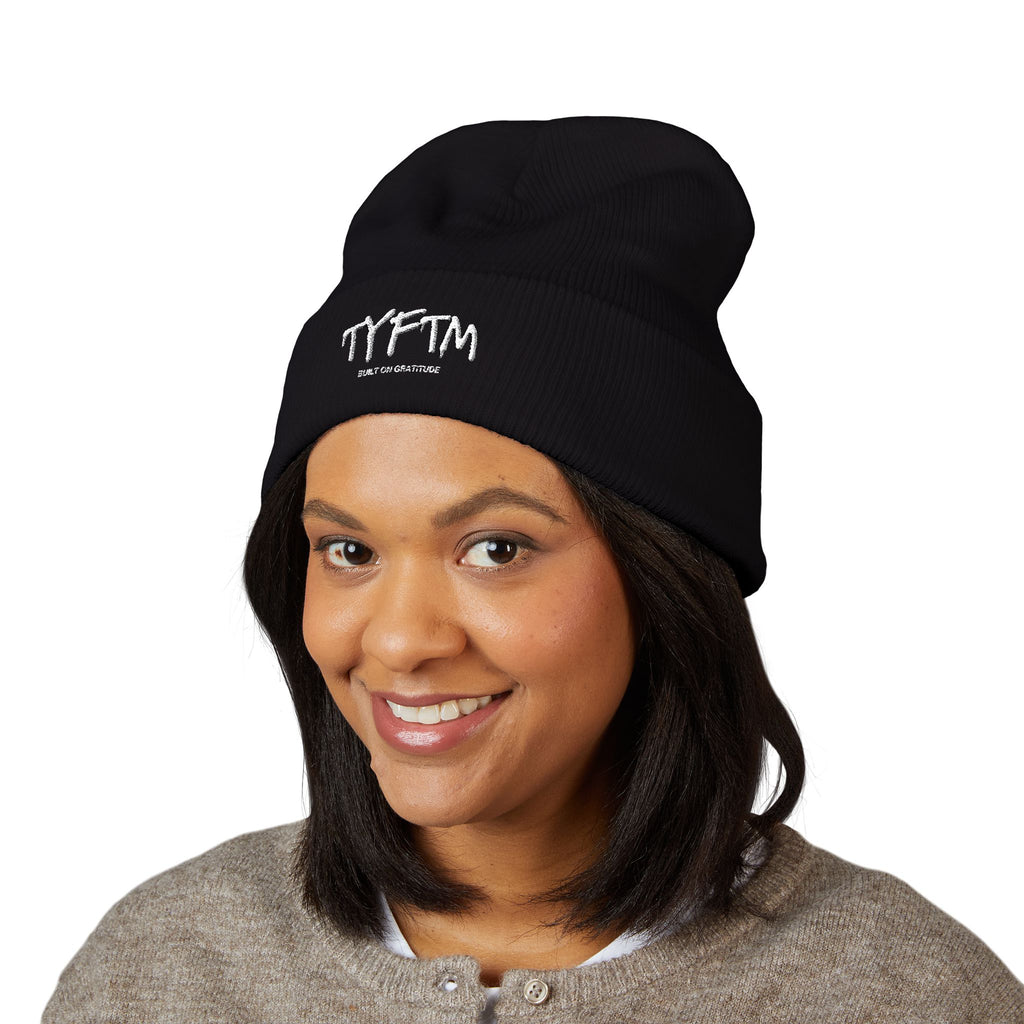 TYFTM Embroidered Cuffed Beanie — Bold Streetwear Knit Hat