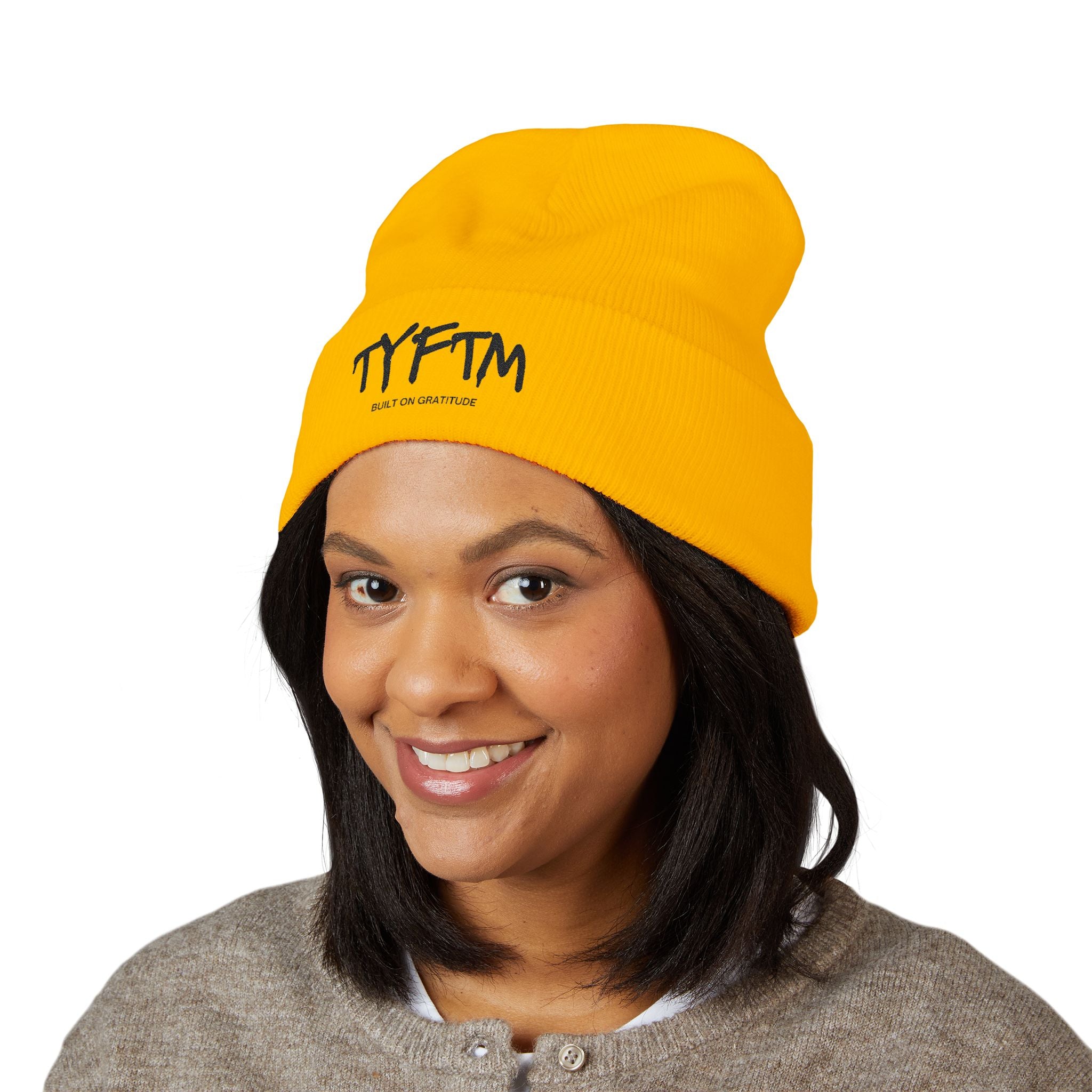 TYFTM Embroidered Cuffed Beanie – Minimal Streetwear Knit Hat