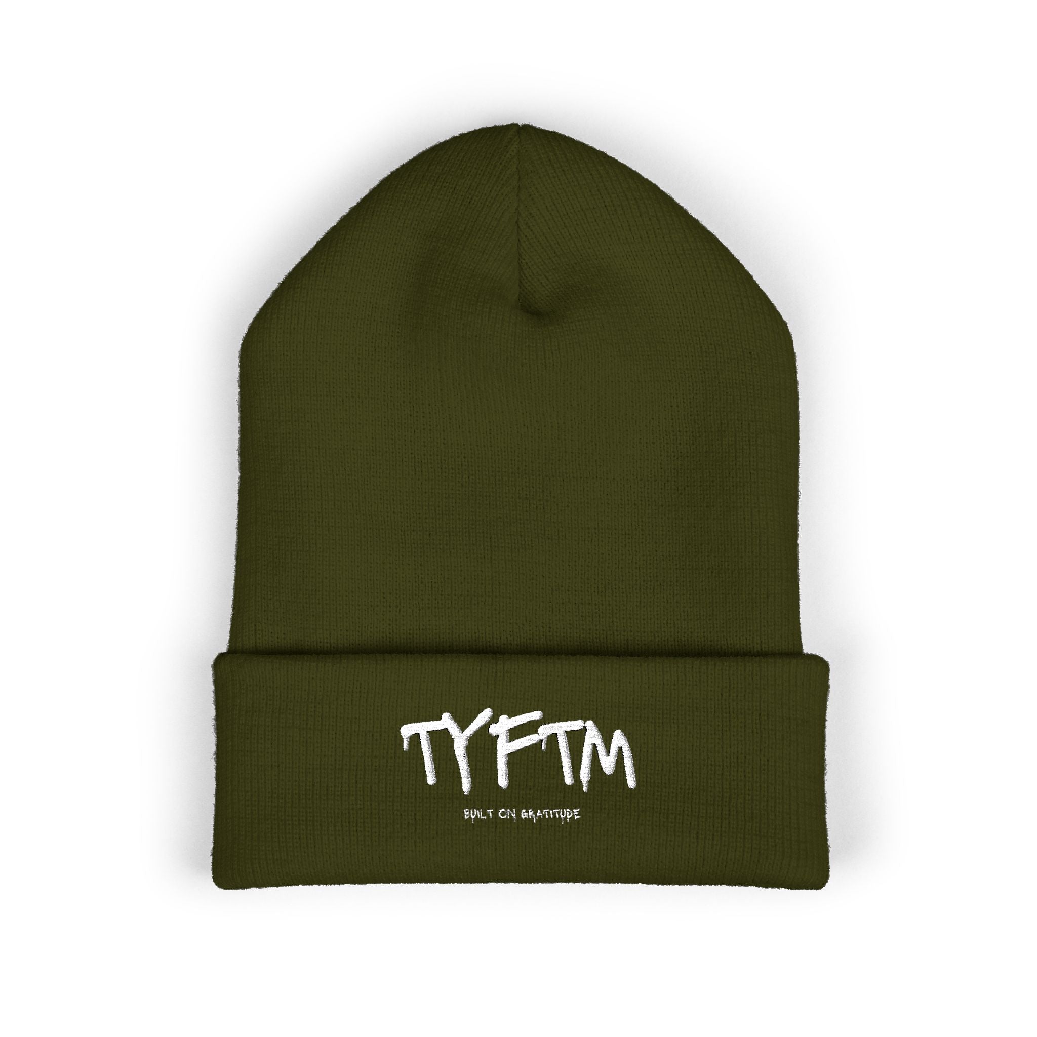 TYFTM Embroidered Cuffed Beanie — Minimal Streetwear Warm Knit Hat