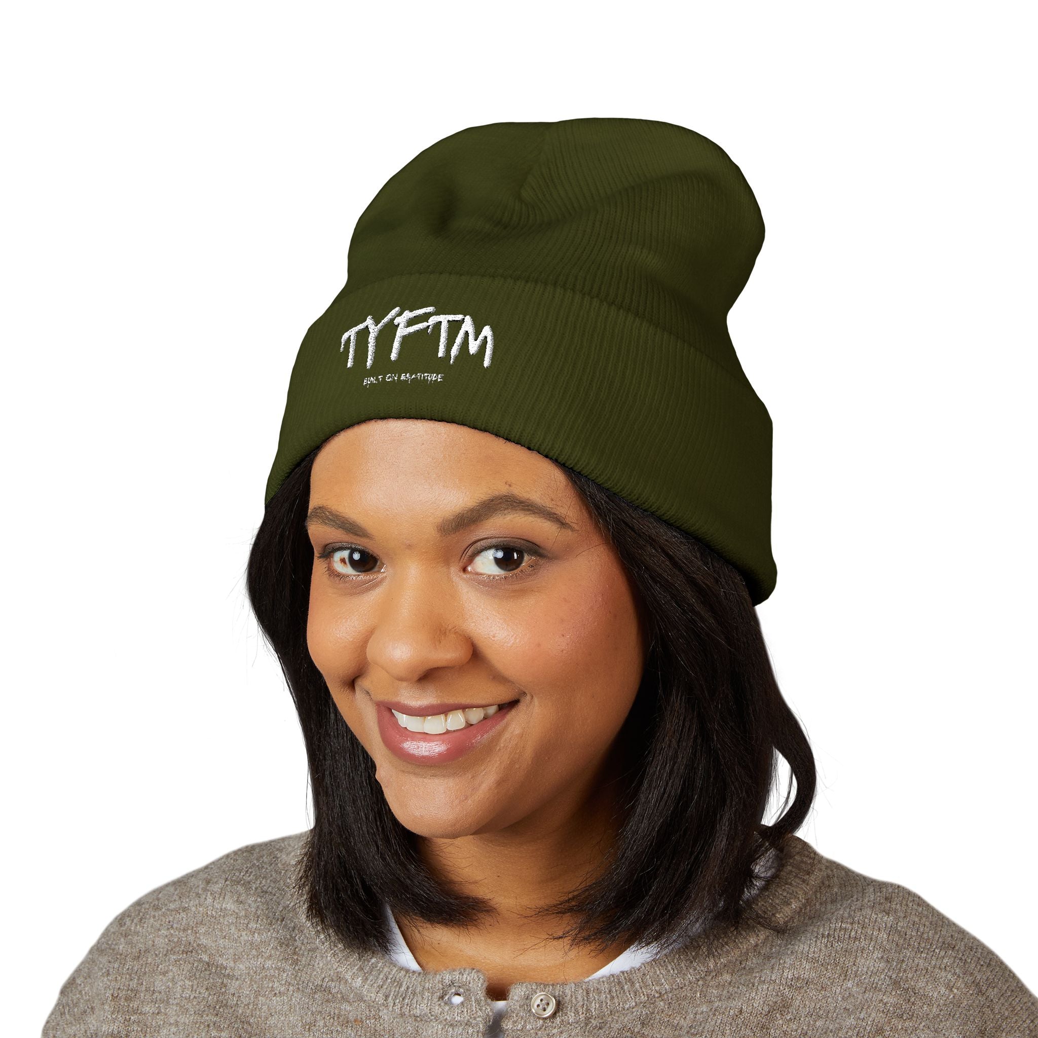 TYFTM Embroidered Cuffed Beanie — Minimal Streetwear Warm Knit Hat