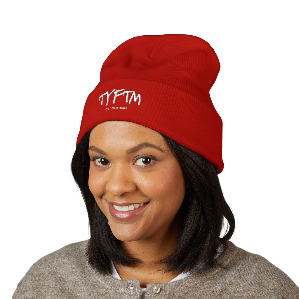 Embroidered 'TYSM' Classic Cuffed Beanie — Cozy Winter Thank You Hat