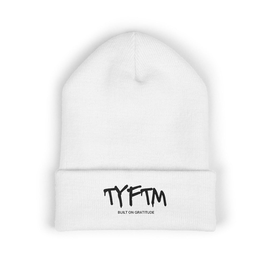 TYFTM Embroidered Cuffed Beanie — Minimal Streetwear Knit Hat