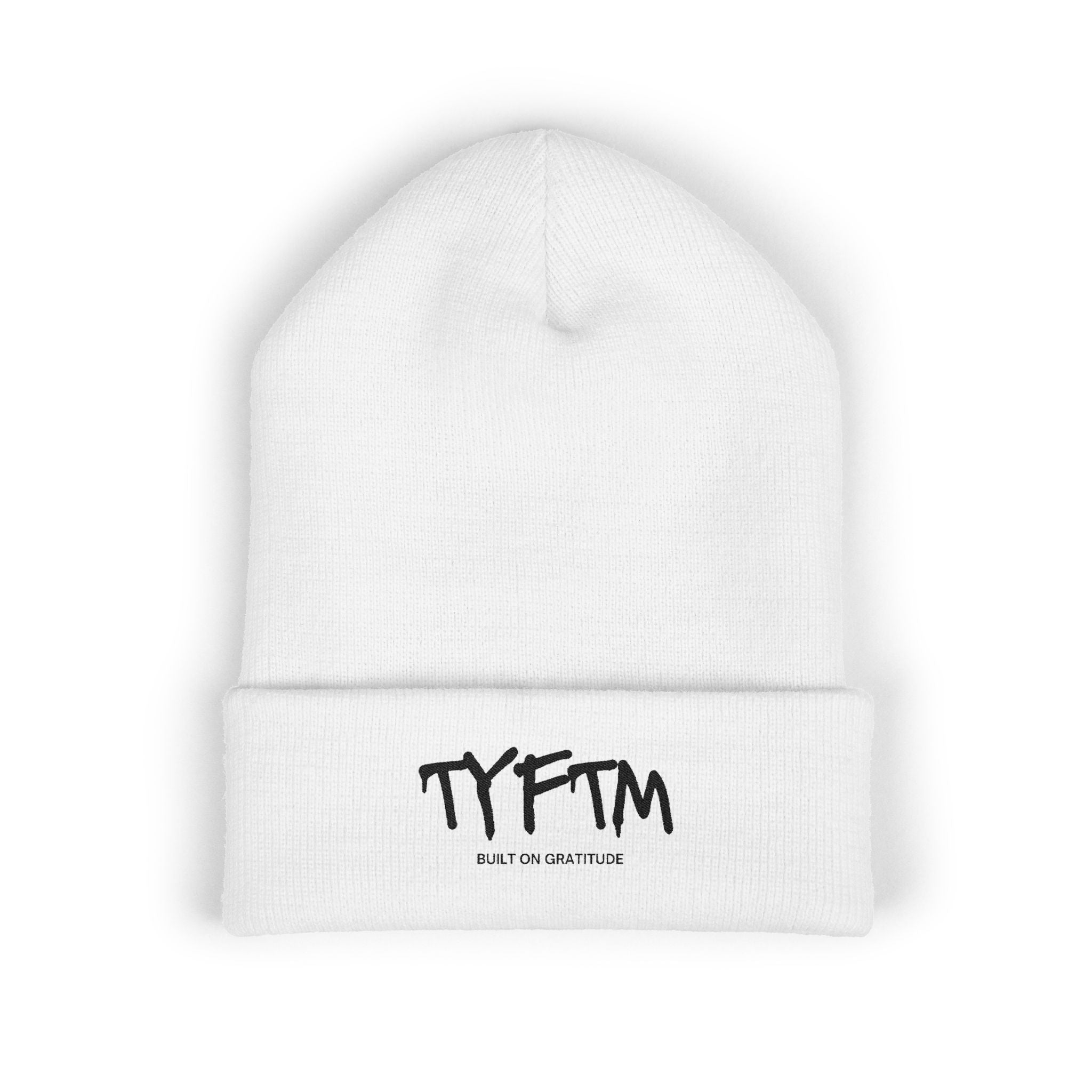TYFTM Embroidered Cuffed Beanie — Minimal Streetwear Knit Hat