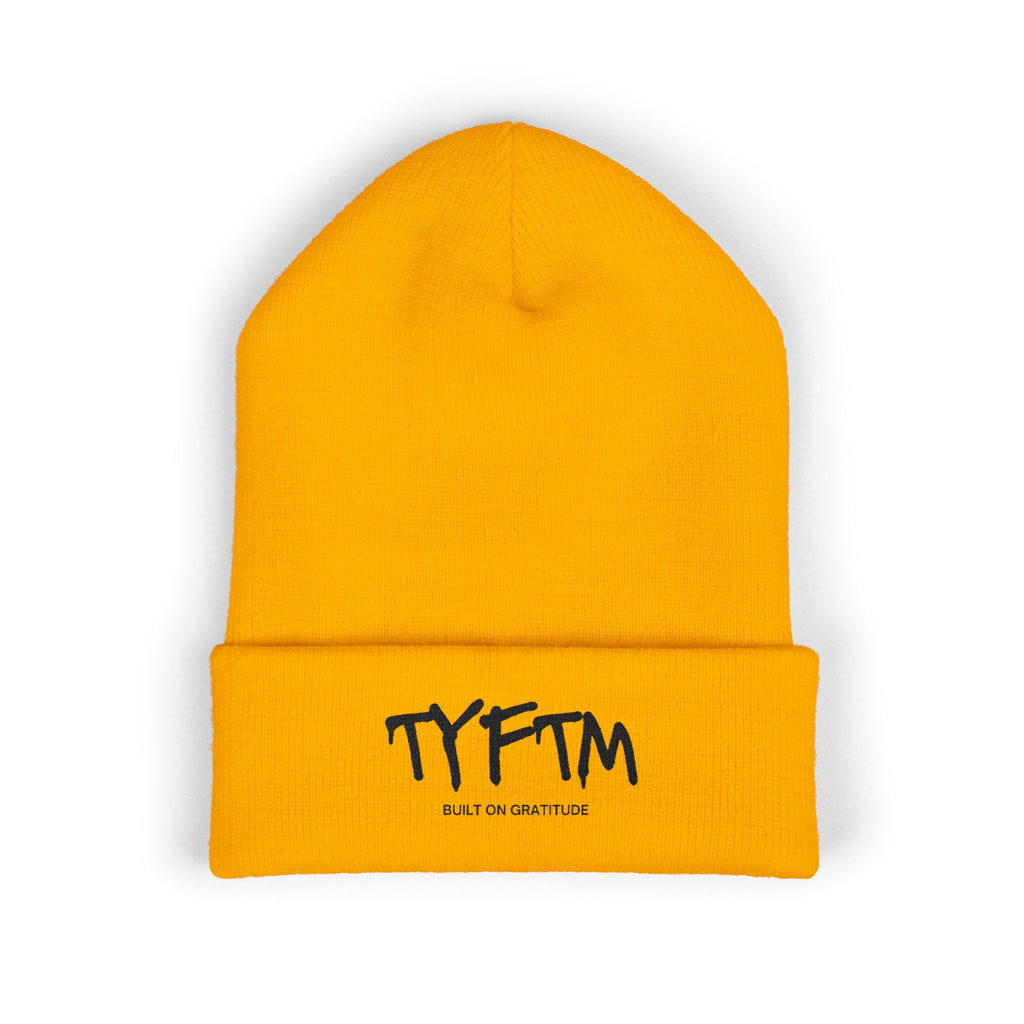 TYFTM Embroidered Cuffed Beanie – Minimal Streetwear Knit Hat