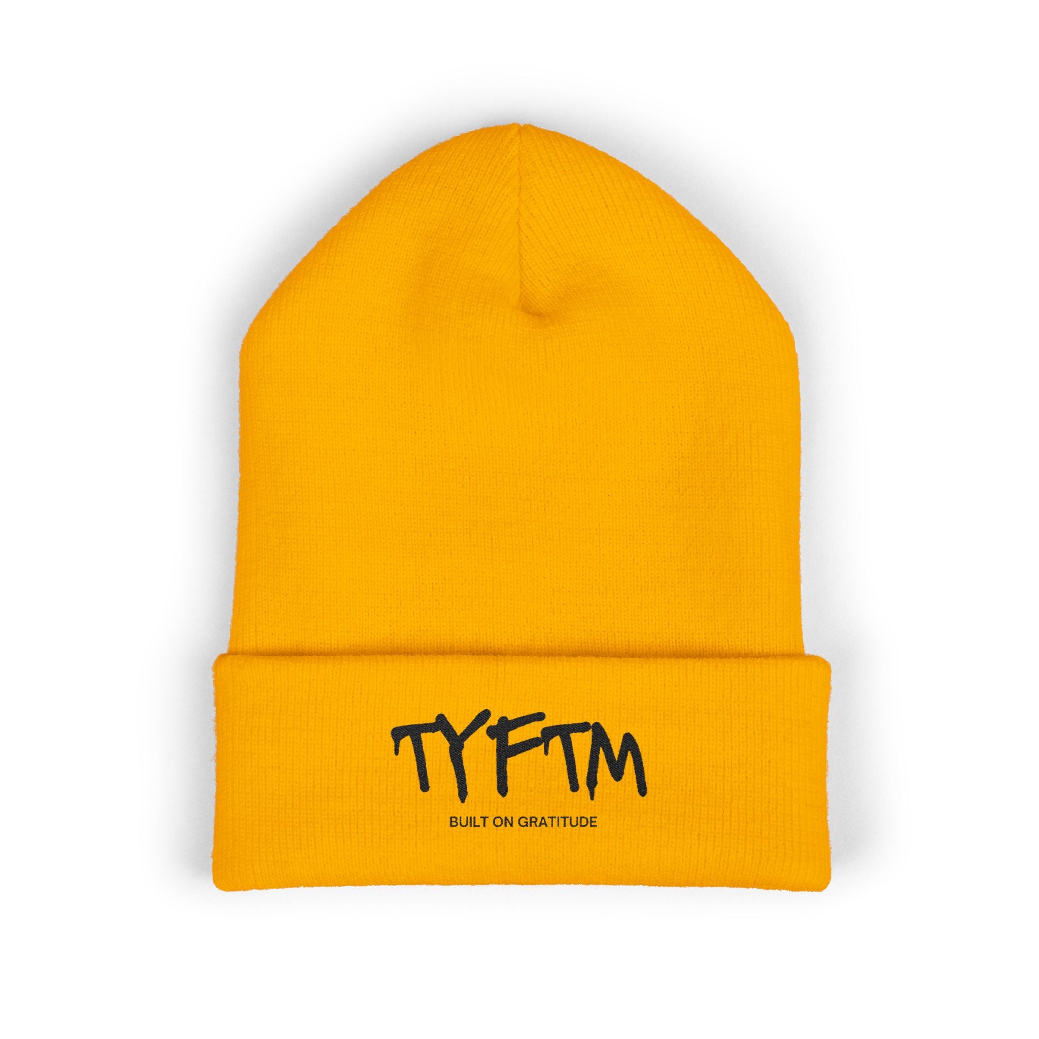 TYFTM Embroidered Cuffed Beanie – Minimal Streetwear Knit Hat
